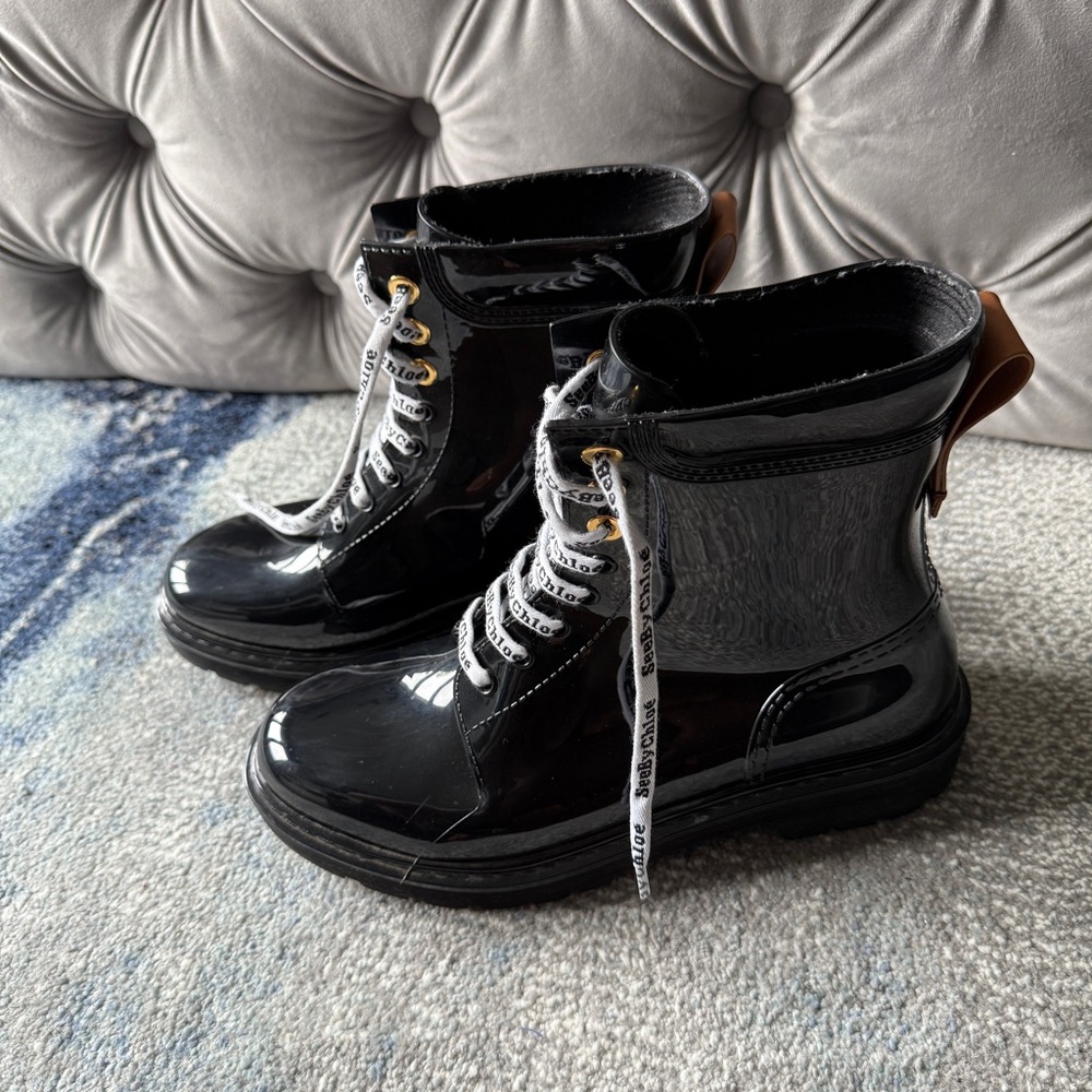 See By Chloe Black Rain Boots - Picture 2 of 7